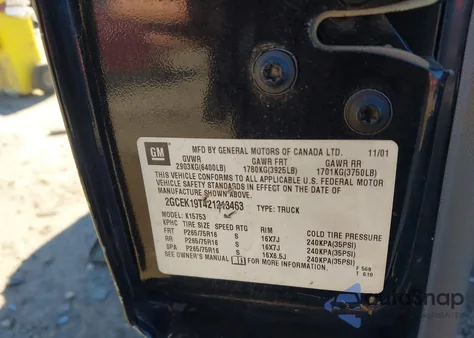 2002 Chevrolet Silverado 1500 Lt from USA, damaged, VIN 2GCEK19T421213463